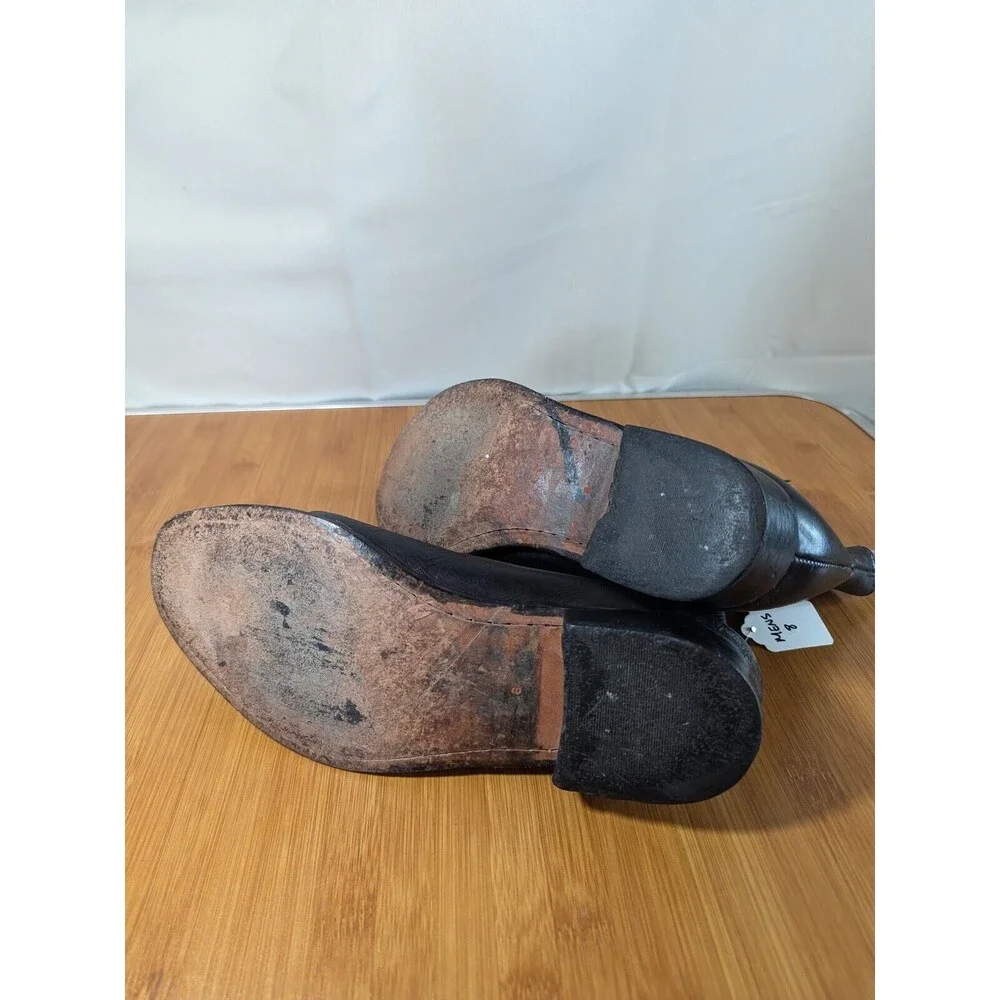 Vintage El Bayo Black Leather Mens Ankle Boots US Size 8 Pull-on Dress (Y05) - Picture 10 of 12